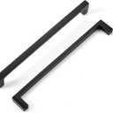 Matte Black Kitchen Cabinet Pull, 6 Pack 7-1/2 Inch(192MM) Hole Center, Modern Square Flat Hardware Handle and Knob for Cabinet Door Drawer Cupboard Wardrobe Bathroom Furniture Dresser
