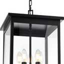 5-Lights Large Outdoor Pendant Light Fixtures, Black Exterior Hanging Porch Light with Adjustable Chain & Clear Glass, Waterproof Ceiling Mount Lantern Lighting Yard Front Door, E12 Bulb Base