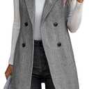 Floerns Women's Lapel Neck Sleeveless Double Breasted Office Vest Blazer (Large)