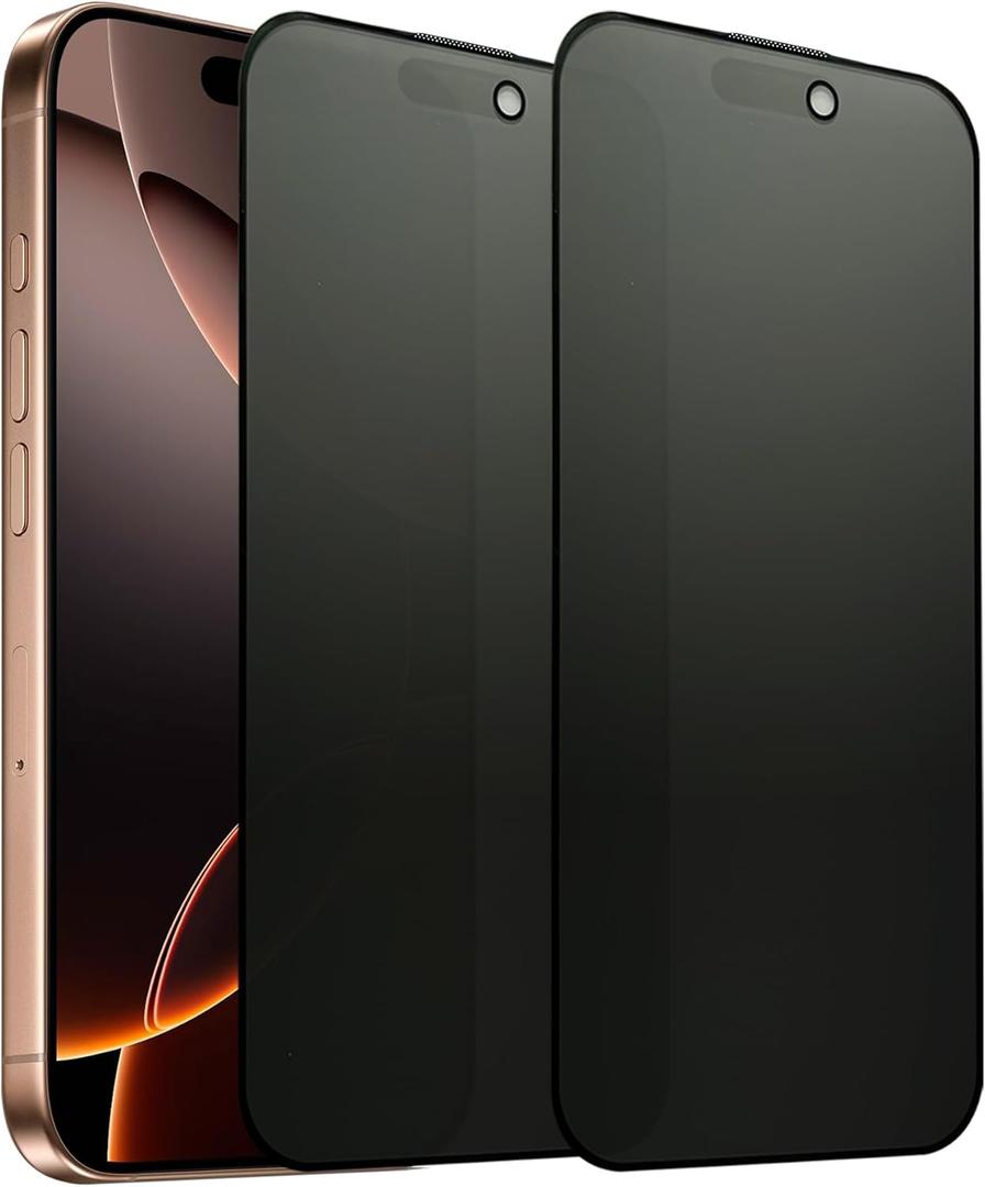 2 Pack Compatible with iPhone 16 Pro Max Matte Privacy Screen Protector, Anti-spy Anti-glare Eye Protection Tempered Glass Film 6.9 Inches, Smooth & Sensitive Touch