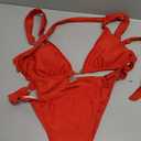QJQ Women's 2 Piece Cheeky Bikini Sets Tie Back Ring Linked Brazilian Swimsuit Sexy Triangle Bathing Suit (Red, L)