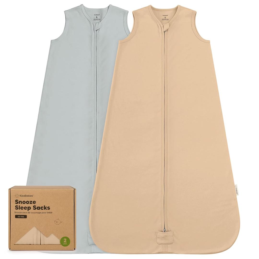 2-Pack Baby Sleep Sacks, Zipper Wearable Blanket - 0.5TOG Organic Cotton, Lightweight,Soft Cozy Toddler Sleeping Sack 12-24 months,Easy to Wear Large Newborn Transition Swaddles Sleepsacks (Toasty, L)