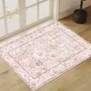 Washable Boho Vintage Area Rugs 2×3 Non-Slip Traditional Pink Area Rug Doormat for Bathroom Kitchen Entryway