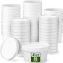 Fulmoon 50 Pack 4 oz Paper Soup Containers with Lids, Disposable Kraft Paper Soup Cups Ice Cream Bowls Food Storage with Lids, Microwavable and Freezer Safe (White)