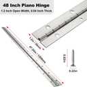 Piano Hinge 48 Inch x 1.2 Inch Heavy Duty Continuous Hinge with Holes for Cabinets Boat Marine Door, 304 Stainless Steel Piano Hinge 0.04" Leaf Thickness 1.2'' Open Width