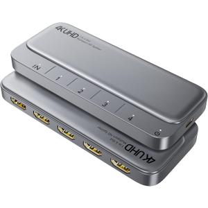 HDMI Splitter 1 in 4 Out, WARRKY 4K Power HDMI Splitter 1x4, [Ultra-Thin Design, USB-C Powered, Easy to Set Up] Only Support Mirror/Duplicate Mode, for TV, Projector, Monitor, Set-Top Box, PC, Laptop