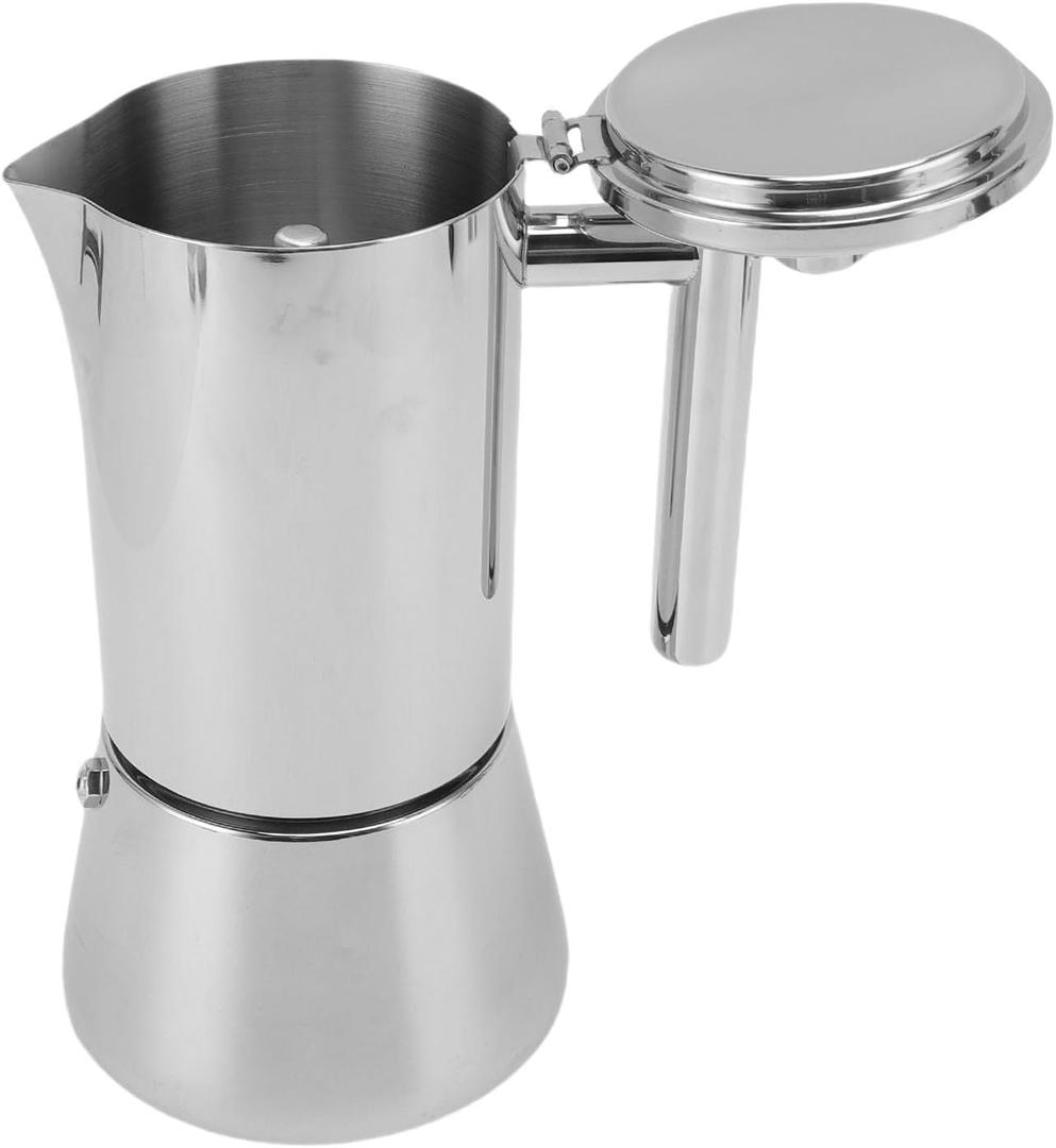 JTLB Stovetop Coffee Maker 6 Cups 304 Stainless Steel Induction Italian Coffee Pot for Home Party Gathering