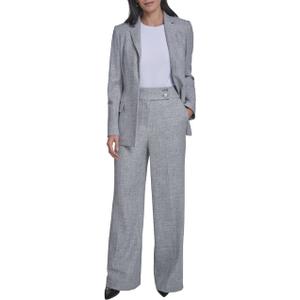 Calvin Klein Womens Open Front Long Sleeve Two Pocket Blazer, Light Heather Multi, Size: 8