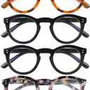 6 Pack Blue Light Blocking Reading Glasses - TR90 Retro Round Readers for Women Men - Spring Hinge Frames with UV400 Anti-Reflective Lens (3.0x)
