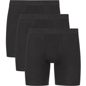 Hanes Men's Supersoft Underwear, Viscose from Bamboo, Trunks and Boxer Briefs (Black - Regular), S 