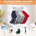 Hat Rack for Wall Baseball Cap Organizer Hanger with 10 Hooks Stainless Steel Hat Storage Wall Mounted Hat Holder Clip Caps Hanger for Closet Bedroom Entryway