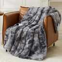 Homemate Heated Blanket Electric Throw - 50"x60" Heating Blanket Throw 1/2/4/6/8 Hours Auto-Off 10 Heat Levels Over-Heat Protection Luxury Faux Fur Sherpa ETL Certification