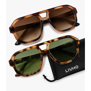 livho Trendy Polarized Square Aviator Sunglasses Women Men Square Eyewear Frame, Retro Sun Glasses for Women Men 2025 Shades