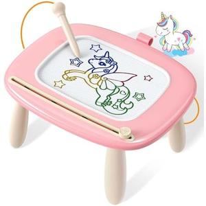 Seimome Magnetic Drawing Board, Toddler Girl Toys for 1-2 Year Old, Doodle Board Pad Learning and Educational Kids Toys for 1 2 3 Year Old Baby Girl Birthday Travel Activities - Pink