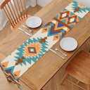 Geometric Aztec Native American Classic Coffee Table Runner - Kitchen & Dining Table Decor, Wedding & Party Decor - Farmhouse Rustic Beige (12" x 72")