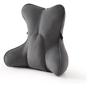 Lumbar Support Pillow (Pat. Pend) for Office Chair, Couch, Recliner & Car Seat, Ergonomic Back Support for Lower Back Comfort, with Adjustable Strap to Stay in Place, Steel Gray, 17.7"