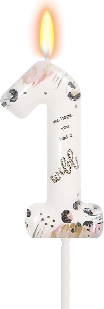 Wild Animal Number 1 Birthday Candle, Wild One Birthday Decorations
