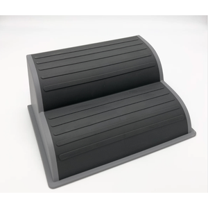 CiWiVOKi 2-Step Modular Dog Ramp - Portable Non-Slip Stairs for Small Dogs with High Support, Lightweight Plastic Pet Steps Fits Staircase Indoor, Ideal for Elderly Injured Pets (9.5"D, 1-Pack, Grey)