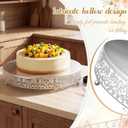 Wenqik 16 Inch Silver Cake Stand Set Metal Round Cupcake Dessert Stand with Cake Cutting, Flower Spatula Wedding Cupcake Pastry Display Candy Holder Display for Wedding Party Birthday Baby Shower