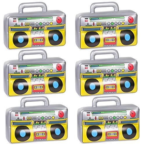 6 PCS Inflatable Boombox - 80s 90s Party Supplies Decorations Inflatable Boom - Rappers Hip Hop B-Boys Costume Accessories (16.5 Inches)