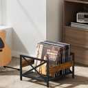 Vinyl Record Storage Holder, Metal & Wooden Record Crates with Divider, Holds up to 50-100 Records, Vinyl Storage Album Storage Rack for Books,Files