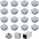 Uxcell 1" (25mm) Square Tubing End Caps, 32 Pcs Plastic Hole Plugs Insert End Cap for Metal Tubing Post Chair Leg Table Bookshelves Furniture, Grey
