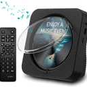 CD Player Bluetooth Desktop CD Player with Speakers for Home Portable Music CD Players with RC, LED Display, FM Radio, Timer, Support Headphone/USB/TF/AUX Playback (Black)