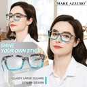 MARE AZZURO Large Reading Glasses Women Retro Square Readers 1.0 1.25 1.5 1.75 2.0 2.25 2.5 2.75 3.0 3.5 4.0 5.0 6.0 (03 Black+blue)