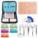 Alcedo Suture Practice Kit for Medical Students, Complete Set Include Durable Regular Suturing Pad with Pre-Cut Wounds, Tools Kit, and Suture Threads for Educational Use Only