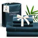 Queen Size Sheet Set, Viscose Bamboo Sheets for Bed Set 4pcs, 100% Viscose Derived from Bamboo, Hotel Luxury Silky & Cooling for Hot Sleepers, Deep Pocket Up to 17", Navy Blue