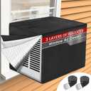 Window Air Conditioner Cover Outside Unit for Winter Insulation, Window AC Covers with 3 Layers Insulation, Waterproof & Dust-Proof Air Conditioner Covers for Window Units, 25.5"Lx18"Hx20.5"D - Black