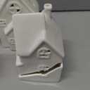 Cindeer 26 Pcs Ceramic Christmas Village Set 8 LED Christmas Village Houses 16 Xmas Trees Farmhouse 2 Lamp Post Scenes Decor White Tabletop Decoration(Classic)