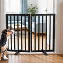 Dog Gate Indoor, Freestanding Dog Fence for The House, Doorways, Hallways,or Stairs,Pet Gate Foldable Wooden,Expandable 32" Height 2 Panels,Black, 2 Panels 40‘’W x 32''H