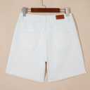 Sidefeel Women's Jean Shorts High Waisted Stretchy Raw Hem Denim Summer Shorts (White) Size 6 