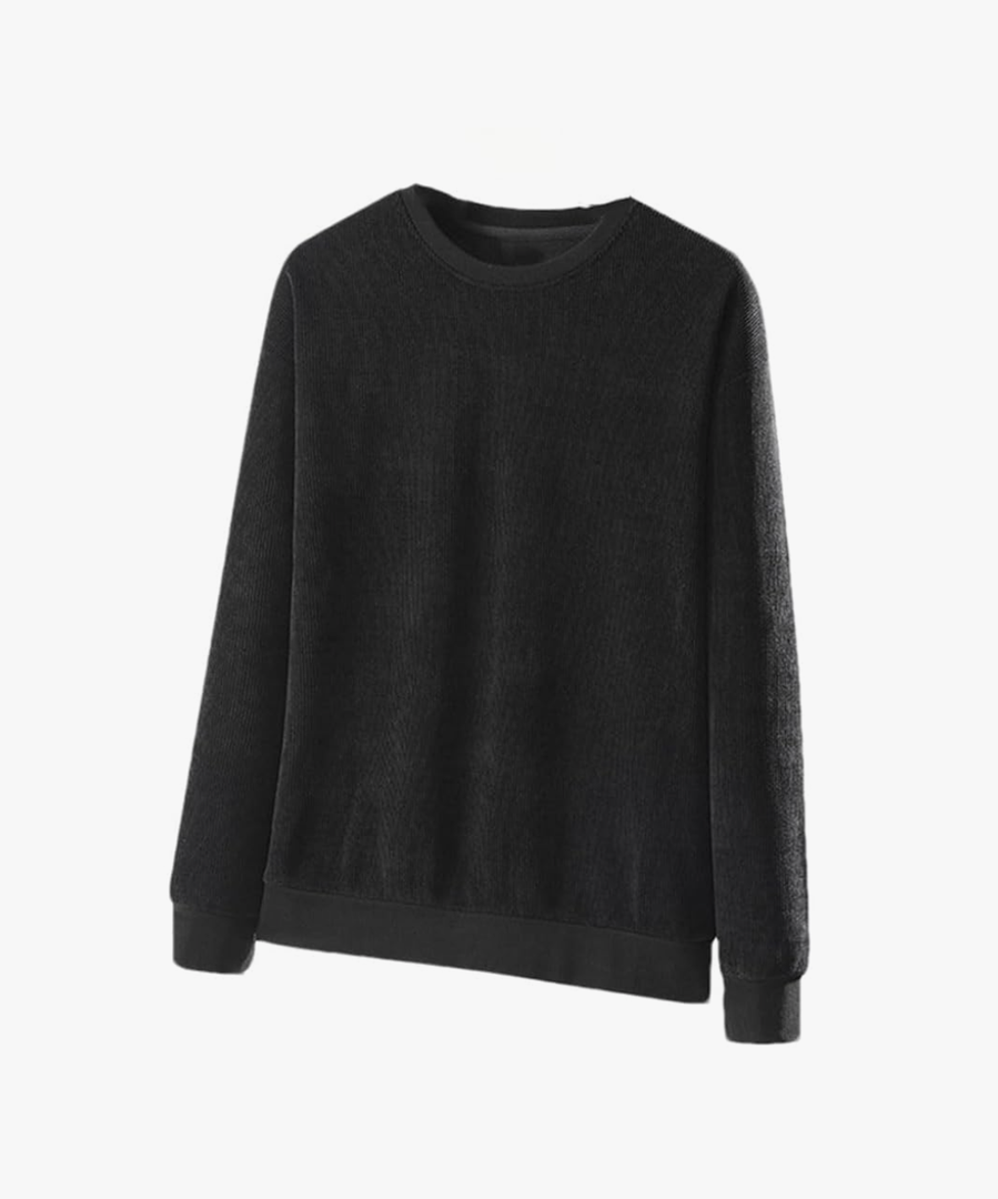 Men's Knit Long Sleeve Sweater Vintage Casual Crewneck Jumper Business Work Pullover Black M
