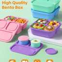 Canfanni 4 Pcs Bento Box Set, Reusable 3 Compartments Snack Boxes with 2 Leakproof Small Containers, Stackable Meal Prep Lunch Containers for School, Work, and Travel