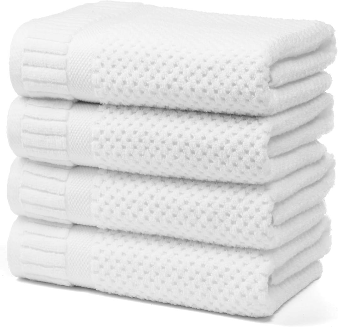 100% Cotton Bath Towels for Bathroom,Highly Absorbent Bath Towels Set Quick Dry,Luxury Soft Towels for Hotel (4, Bright White)
