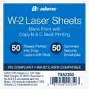 2 x Adams W2 Laser Tax Forms Kit 2023, Blank Forms w/Stubs and Self Seal Envelopes Included, B & C Copies, 3-Up, Peel and Seal, 50 Pack (TXA2350)