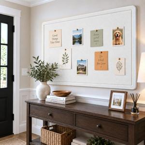 Large Felt Bulletin Board for Wall, 48" x 36" Pin Board, White
