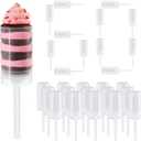 TORMEN 60 Pack Cake push up pop, Round Shape Clear Push-Up Cake Pop Shooter Plastic Containers with Lids, Base & Sticks for Weddings Birthday Party