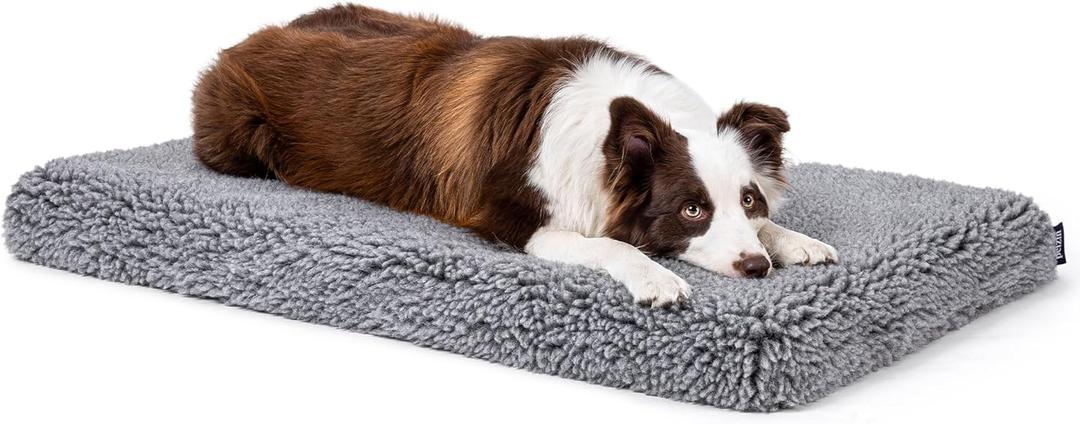 Stoutwool 4" Indestructible Dog Bed - Orthopedic Chew Proof Dog Crate Pad - Fluffy Kennel Mat for Aggressive Chewers - Ideal for Large Breeds & Fits 36-Inch Crate - 35"x22", Charcoal