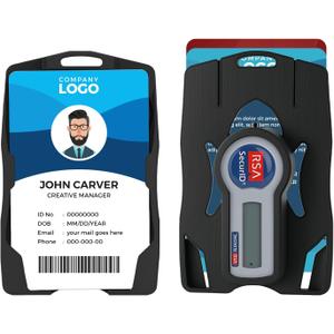 Sheildcase RSA Token Badge Holder, (Holds up to 2 Badges and 1 RSA SecurID Token), Shockproof, Black