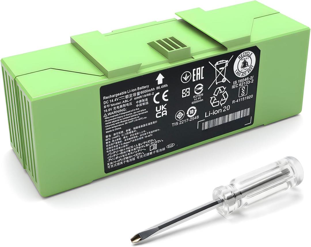 Upgraded 6000mAh ABL-F Battery for iRobot Roomba j7 j7+, Replacement for iRobot j9 j8 j5 j5+ j6 j6+ i8 i8+ i7 i7+ i7 Plus i6 i3 i3+ i3 Plus i4 i4+ e5 e6 Series Robot Sweeper, ABL-D1 ABL-D2