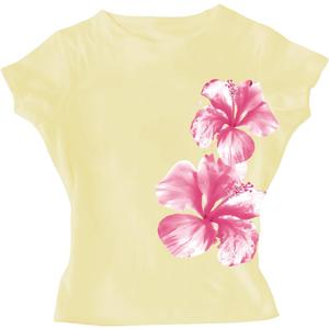 RoseSeek Girl's Floral Graphic Crop Tops Tees Short Sleeve Crewneck Cute Slim Fit T Shirt Summer Tops (Yellow)