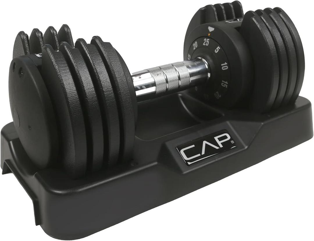 CAP Barbell Adjustable 25lb Dumbbell with Contoured Full Rotating Handle, Chrome Handle