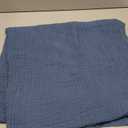 100% Cotton Light Blue Throw Blanket 50" x 70", 6 Layers Large Breathable and Lightweight Cotton Blanket for Bed and Couch, Soft Quilt Bedspread, Gauze Blanket for Adults All Season, Blue (05 - Dark Blue)