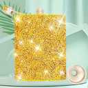 Cute Flask for Woman Bling Diamond Sparkly Gold Drinking Flask with Funnel for Whiskey Beer Alcohol for Travel Cruise Party8OZ) (1 PCS)