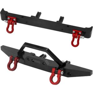 Aluminum Front Rear Bumper & Trailer Hook Compatibke with MN Model MN128 MN-128 1/12 RC Car (Black)