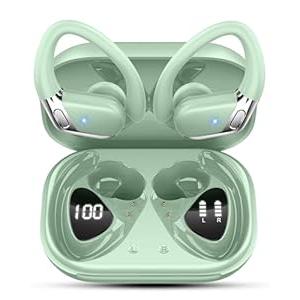 Wireless Earbud, Bluetooth 5.4 Headphones IP7 Waterproof for Sport, 50H Running Wireless Earphones with ENC Noise Cancelling Mic, Deep Bass Over Ear bud with Earhooks for Android, iOS, Workout, Gym