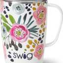 Swig Life 18oz Travel Mug, Insulated Tumbler with Handle and Lid, Cup Holder Friendly, Dishwasher Safe, Stainless Steel, Travel Coffee Cup (Primrose)
